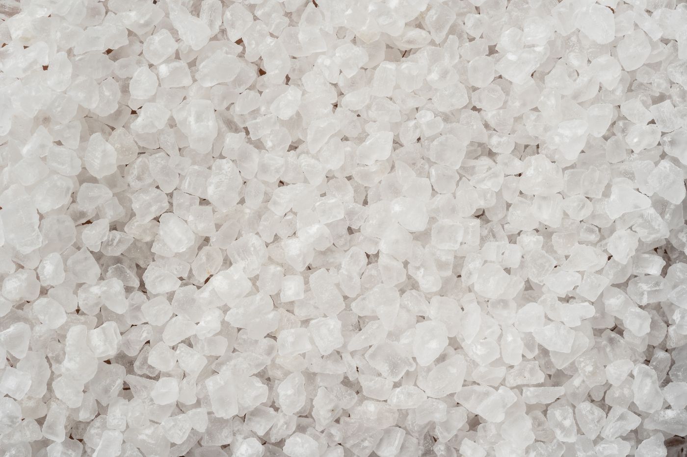 A macro view of coarse salt crystals